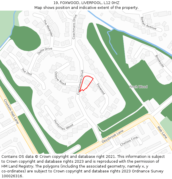 19, FOXWOOD, LIVERPOOL, L12 0HZ: Location map and indicative extent of plot