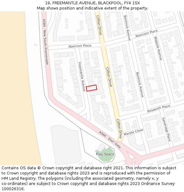 19, FREEMANTLE AVENUE, BLACKPOOL, FY4 1SX: Location map and indicative extent of plot