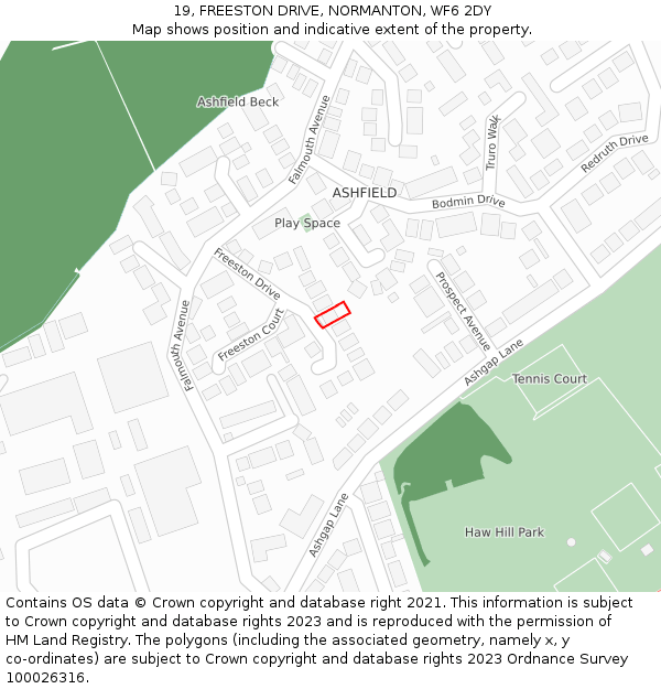 19, FREESTON DRIVE, NORMANTON, WF6 2DY: Location map and indicative extent of plot