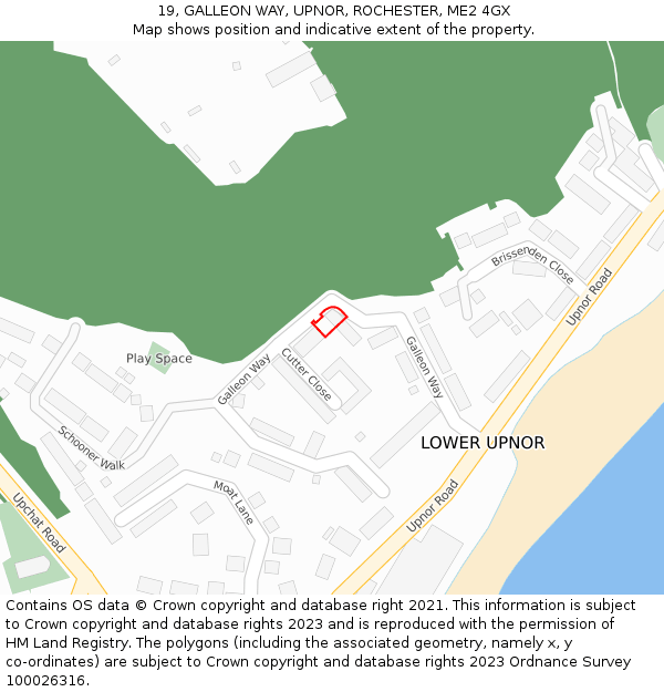 19, GALLEON WAY, UPNOR, ROCHESTER, ME2 4GX: Location map and indicative extent of plot