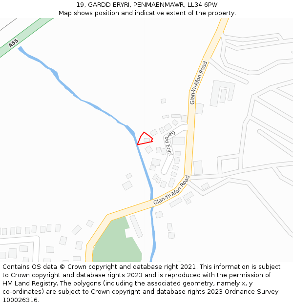 19, GARDD ERYRI, PENMAENMAWR, LL34 6PW: Location map and indicative extent of plot