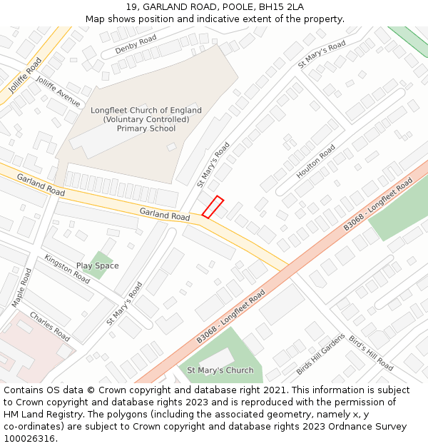 19, GARLAND ROAD, POOLE, BH15 2LA: Location map and indicative extent of plot