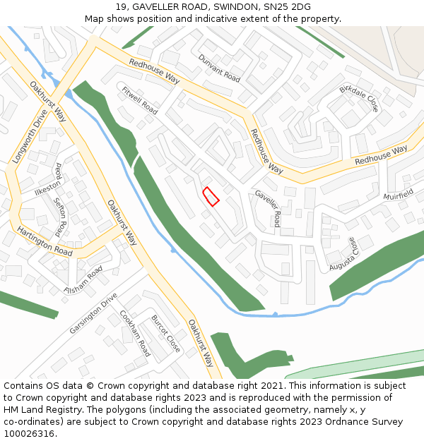 19, GAVELLER ROAD, SWINDON, SN25 2DG: Location map and indicative extent of plot