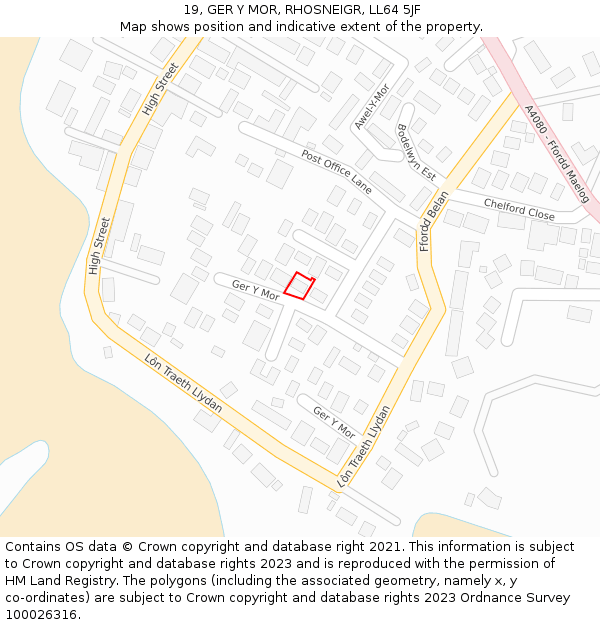 19, GER Y MOR, RHOSNEIGR, LL64 5JF: Location map and indicative extent of plot