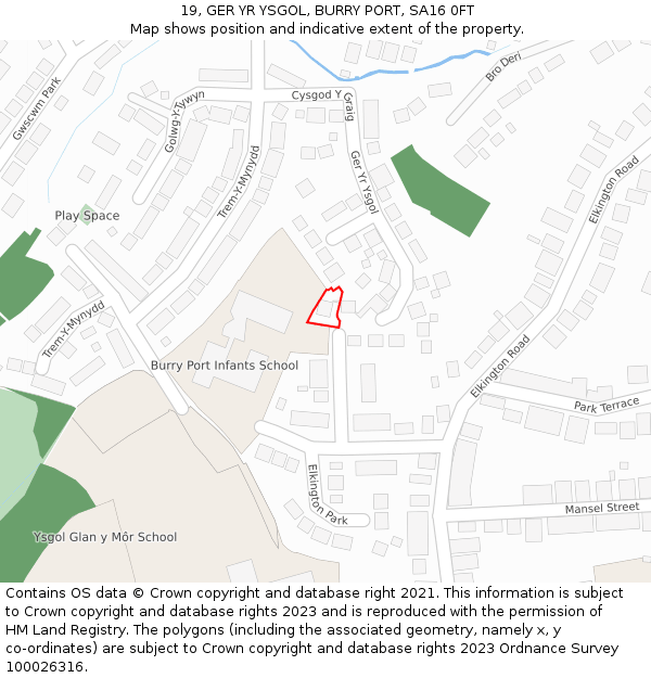 19, GER YR YSGOL, BURRY PORT, SA16 0FT: Location map and indicative extent of plot