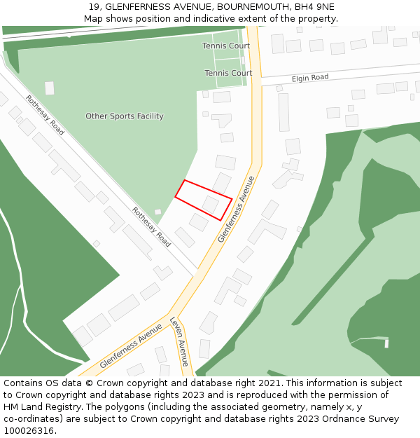 19, GLENFERNESS AVENUE, BOURNEMOUTH, BH4 9NE: Location map and indicative extent of plot