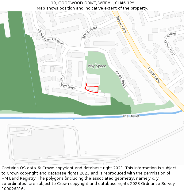 19, GOODWOOD DRIVE, WIRRAL, CH46 1PY: Location map and indicative extent of plot