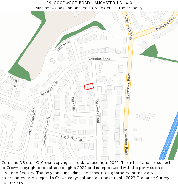 19, GOODWOOD ROAD, LANCASTER, LA1 4LX: Location map and indicative extent of plot