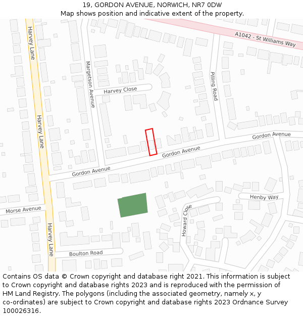 19, GORDON AVENUE, NORWICH, NR7 0DW: Location map and indicative extent of plot
