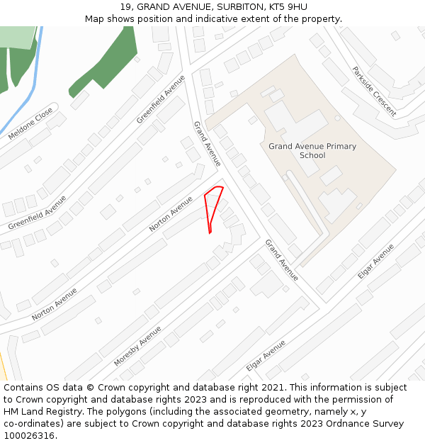 19, GRAND AVENUE, SURBITON, KT5 9HU: Location map and indicative extent of plot