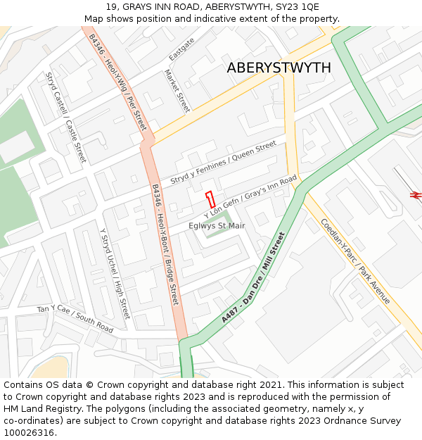 19, GRAYS INN ROAD, ABERYSTWYTH, SY23 1QE: Location map and indicative extent of plot