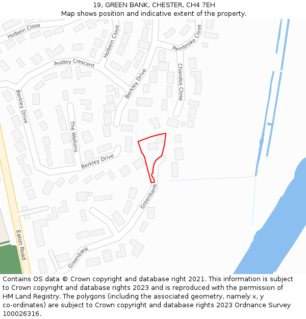 19, GREEN BANK, CHESTER, CH4 7EH: Location map and indicative extent of plot