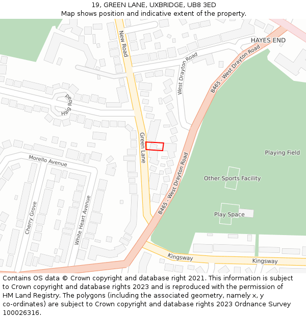 19, GREEN LANE, UXBRIDGE, UB8 3ED: Location map and indicative extent of plot