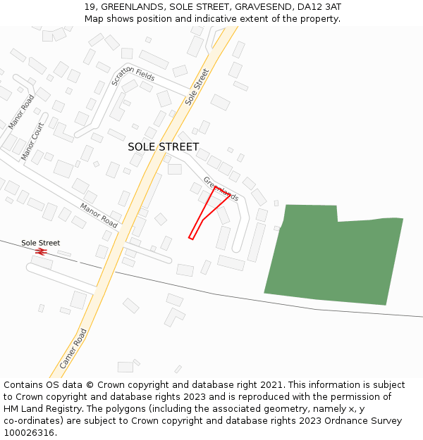 19, GREENLANDS, SOLE STREET, GRAVESEND, DA12 3AT: Location map and indicative extent of plot