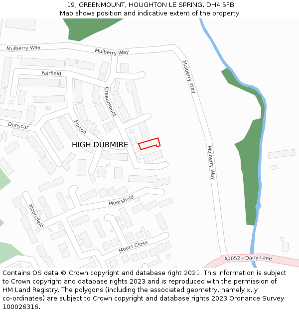 19, GREENMOUNT, HOUGHTON LE SPRING, DH4 5FB: Location map and indicative extent of plot