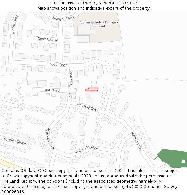 19, GREENWOOD WALK, NEWPORT, PO30 2JS: Location map and indicative extent of plot