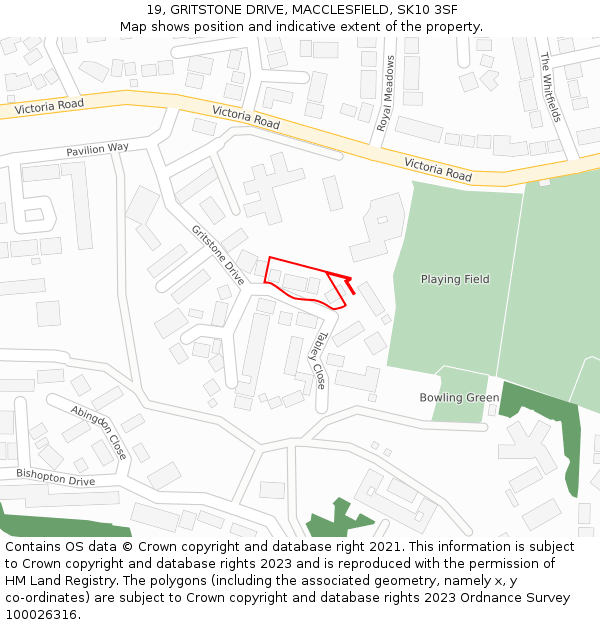 19, GRITSTONE DRIVE, MACCLESFIELD, SK10 3SF: Location map and indicative extent of plot