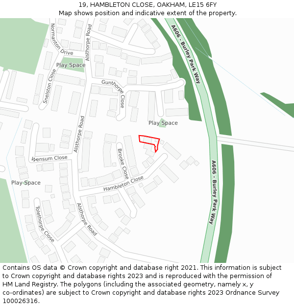 19, HAMBLETON CLOSE, OAKHAM, LE15 6FY: Location map and indicative extent of plot