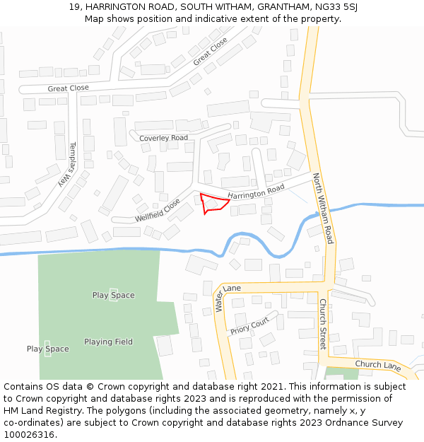 19, HARRINGTON ROAD, SOUTH WITHAM, GRANTHAM, NG33 5SJ: Location map and indicative extent of plot