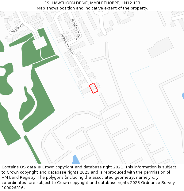 19, HAWTHORN DRIVE, MABLETHORPE, LN12 1FR: Location map and indicative extent of plot