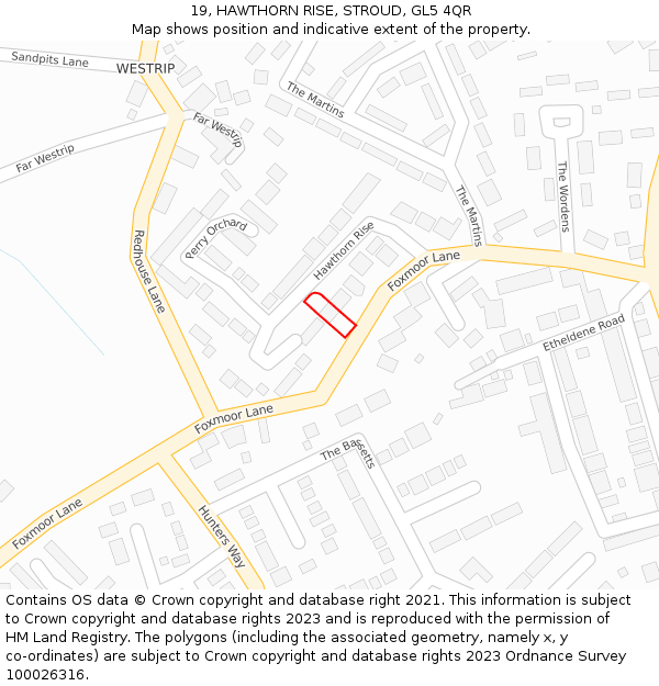 19, HAWTHORN RISE, STROUD, GL5 4QR: Location map and indicative extent of plot