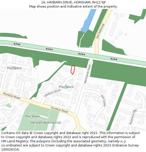 19, HAYBARN DRIVE, HORSHAM, RH12 5JF: Location map and indicative extent of plot