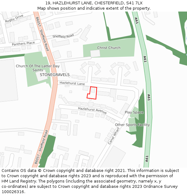 19, HAZLEHURST LANE, CHESTERFIELD, S41 7LX: Location map and indicative extent of plot