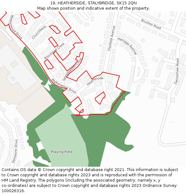 19, HEATHERSIDE, STALYBRIDGE, SK15 2QN: Location map and indicative extent of plot