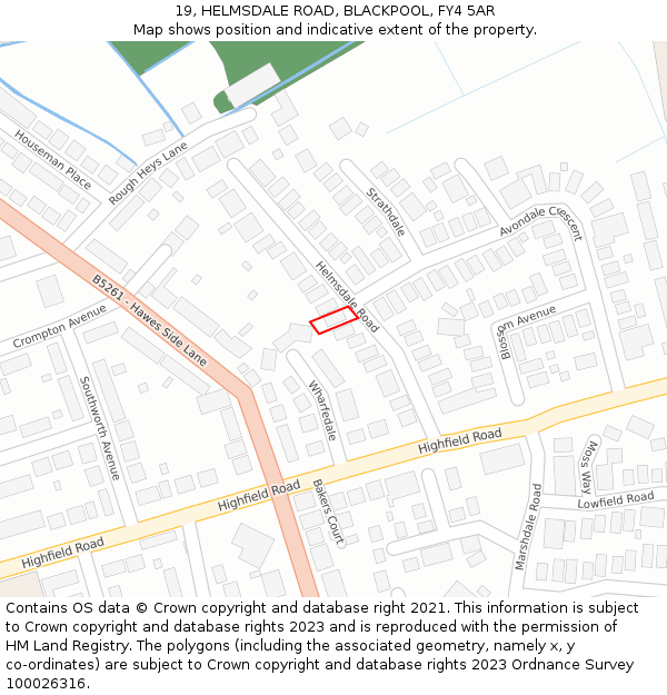 19, HELMSDALE ROAD, BLACKPOOL, FY4 5AR: Location map and indicative extent of plot