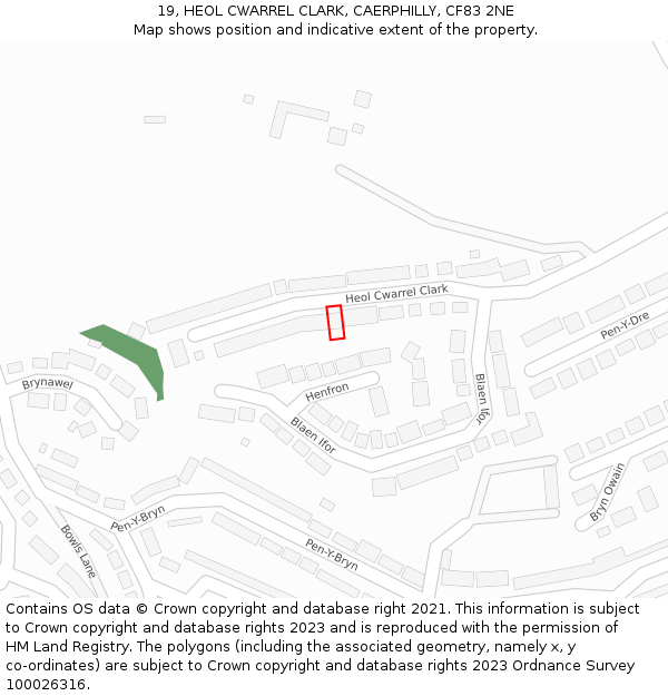 19, HEOL CWARREL CLARK, CAERPHILLY, CF83 2NE: Location map and indicative extent of plot