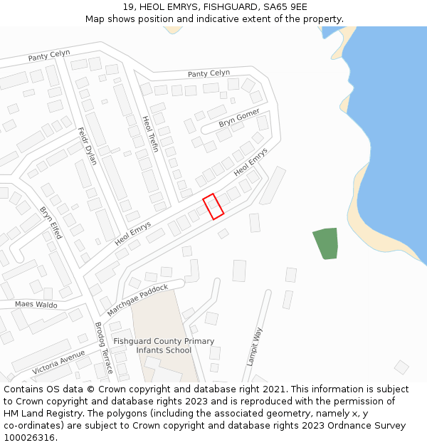 19, HEOL EMRYS, FISHGUARD, SA65 9EE: Location map and indicative extent of plot