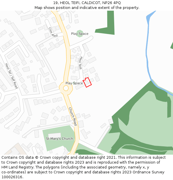 19, HEOL TEIFI, CALDICOT, NP26 4PQ: Location map and indicative extent of plot