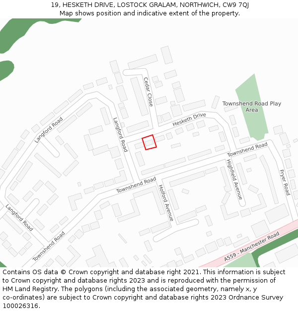 19, HESKETH DRIVE, LOSTOCK GRALAM, NORTHWICH, CW9 7QJ: Location map and indicative extent of plot