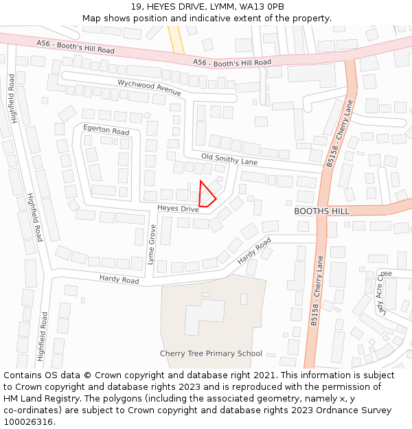 19, HEYES DRIVE, LYMM, WA13 0PB: Location map and indicative extent of plot
