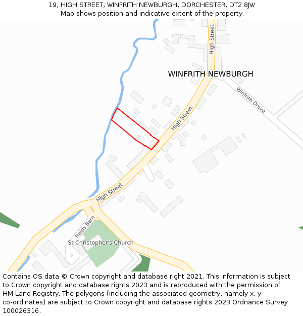 19, HIGH STREET, WINFRITH NEWBURGH, DORCHESTER, DT2 8JW: Location map and indicative extent of plot