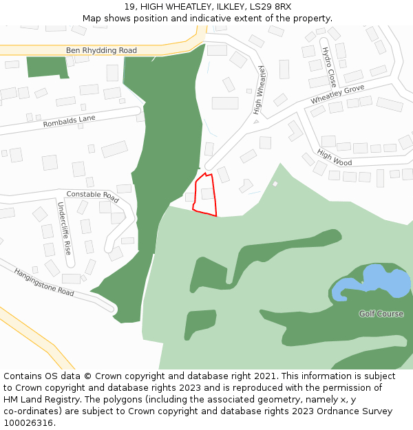 19, HIGH WHEATLEY, ILKLEY, LS29 8RX: Location map and indicative extent of plot