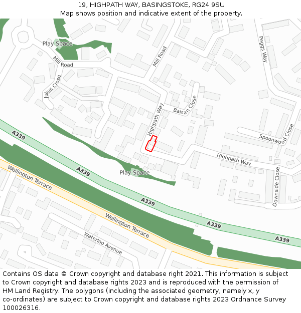 19, HIGHPATH WAY, BASINGSTOKE, RG24 9SU: Location map and indicative extent of plot