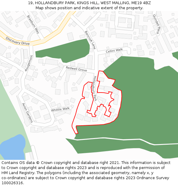 19, HOLLANDBURY PARK, KINGS HILL, WEST MALLING, ME19 4BZ: Location map and indicative extent of plot