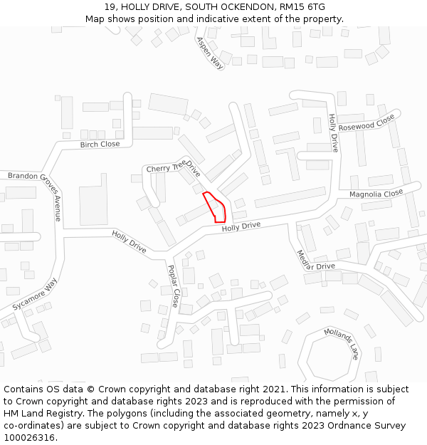 19, HOLLY DRIVE, SOUTH OCKENDON, RM15 6TG: Location map and indicative extent of plot