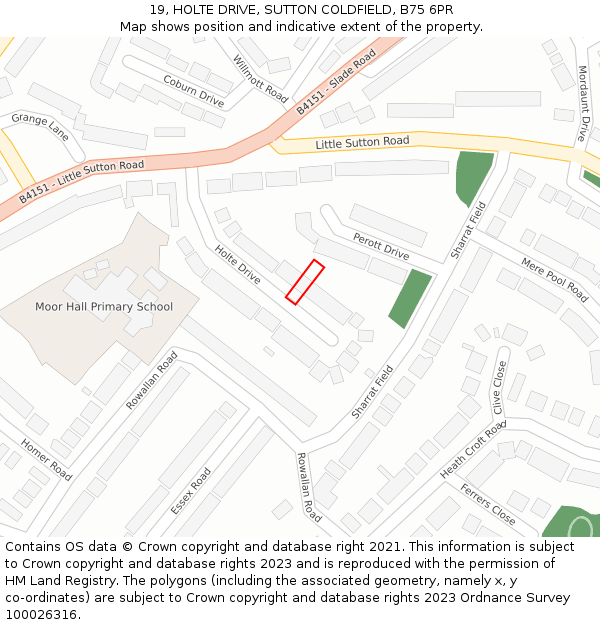 19, HOLTE DRIVE, SUTTON COLDFIELD, B75 6PR: Location map and indicative extent of plot
