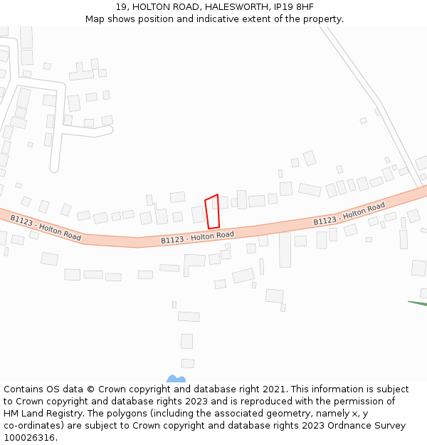 19, HOLTON ROAD, HALESWORTH, IP19 8HF: Location map and indicative extent of plot