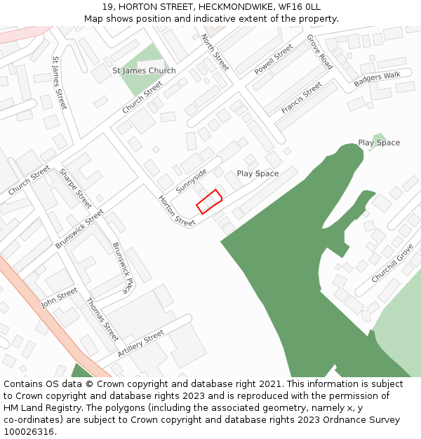 19, HORTON STREET, HECKMONDWIKE, WF16 0LL: Location map and indicative extent of plot