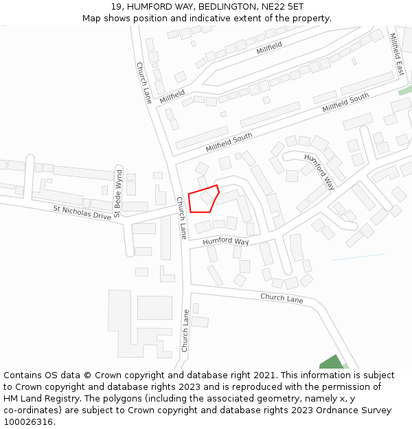19, HUMFORD WAY, BEDLINGTON, NE22 5ET: Location map and indicative extent of plot