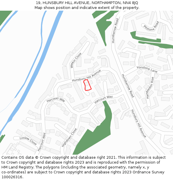 19, HUNSBURY HILL AVENUE, NORTHAMPTON, NN4 8JQ: Location map and indicative extent of plot