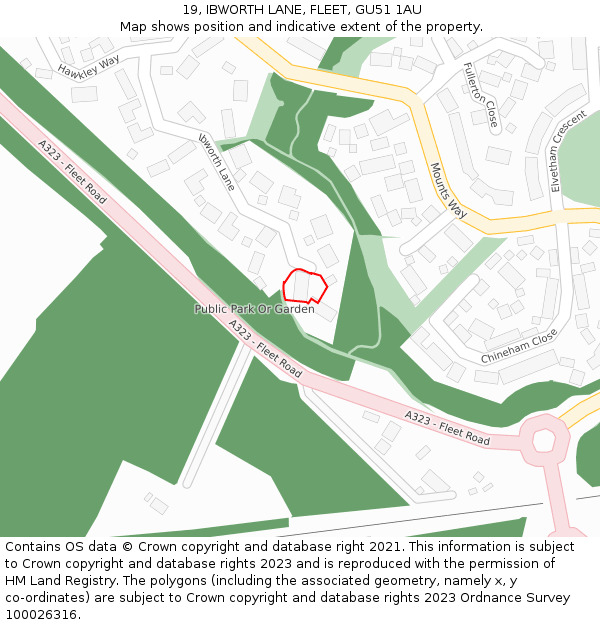 19, IBWORTH LANE, FLEET, GU51 1AU: Location map and indicative extent of plot