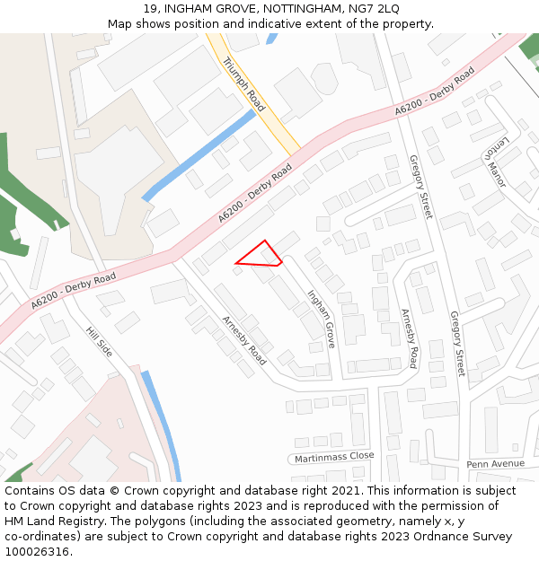 19, INGHAM GROVE, NOTTINGHAM, NG7 2LQ: Location map and indicative extent of plot