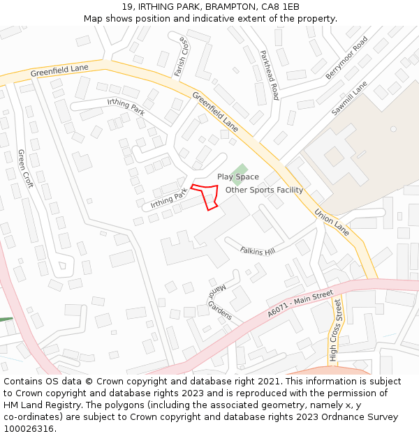 19, IRTHING PARK, BRAMPTON, CA8 1EB: Location map and indicative extent of plot