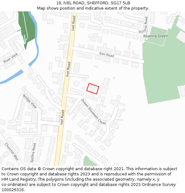 19, IVEL ROAD, SHEFFORD, SG17 5LB: Location map and indicative extent of plot