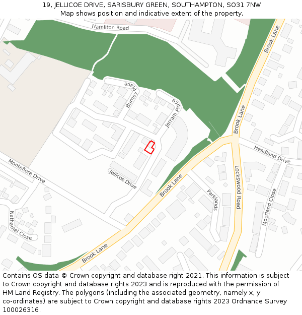 19, JELLICOE DRIVE, SARISBURY GREEN, SOUTHAMPTON, SO31 7NW: Location map and indicative extent of plot