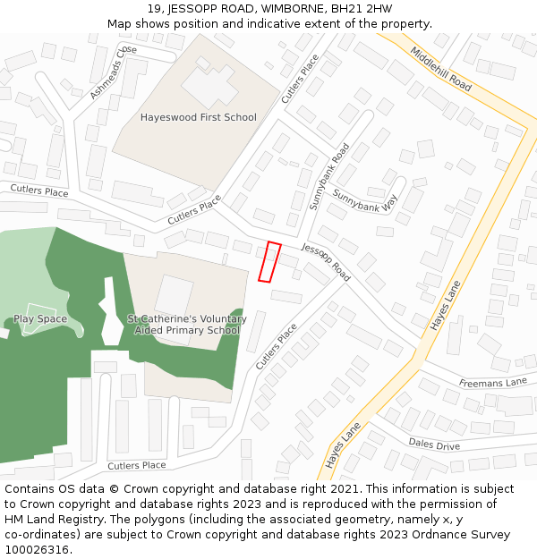 19, JESSOPP ROAD, WIMBORNE, BH21 2HW: Location map and indicative extent of plot